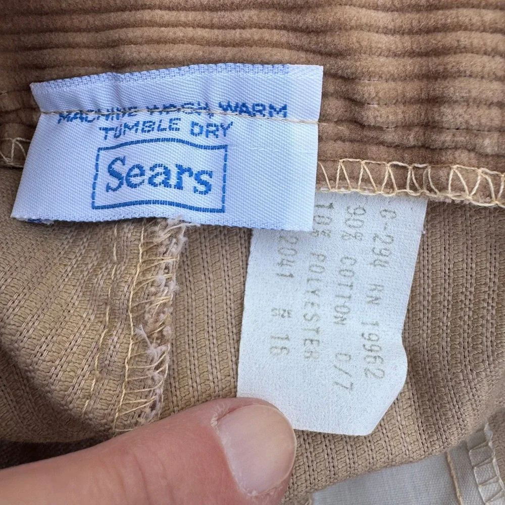 Sears Vintage 70s 80s Tan Corduroy Pants 30x31 High Waisted Straight Leg Western